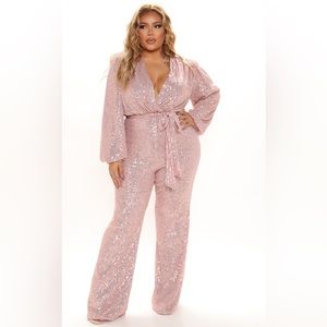 Elegant Pink Sequin Jumpsuit